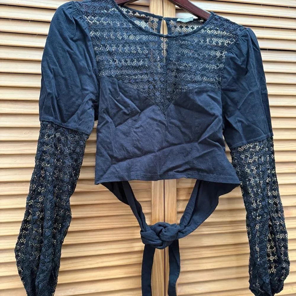 Free People Black Lace Blouse size medium